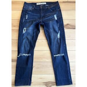 Barbell Apparel Men`s Sz 34 Skinny Distressed Stretch Dark Blue Jeans Drenim
